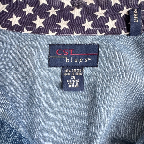 Vintage 90's Denim Womens Shirt Size 26 American Flag Embroidered Bear USA - Picture 5 of 6